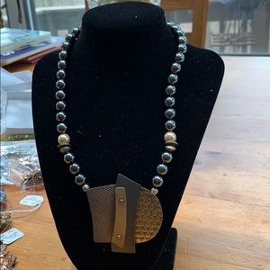 Hematite beaded art necklace